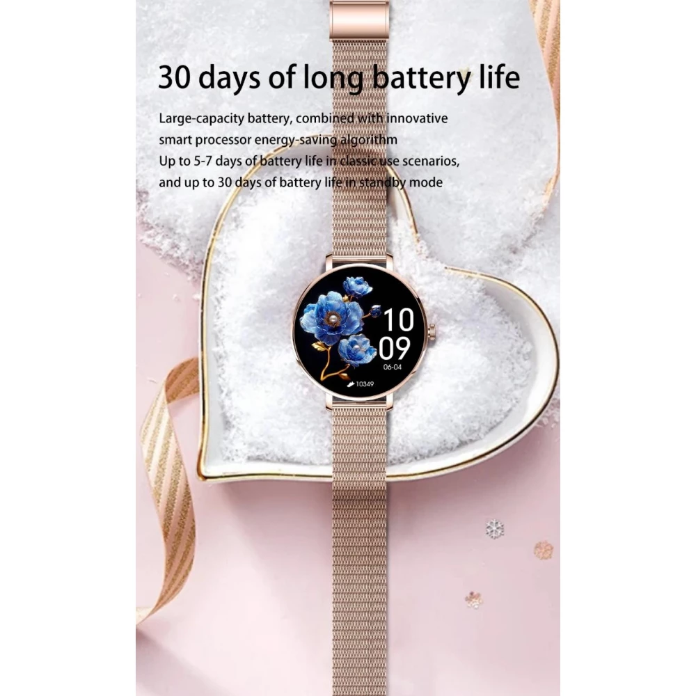 Smart Watch NX21 montre connectée avec écran tactile LED et programmes de sport / fitness / sommeil - Bracelet milanais - Argent