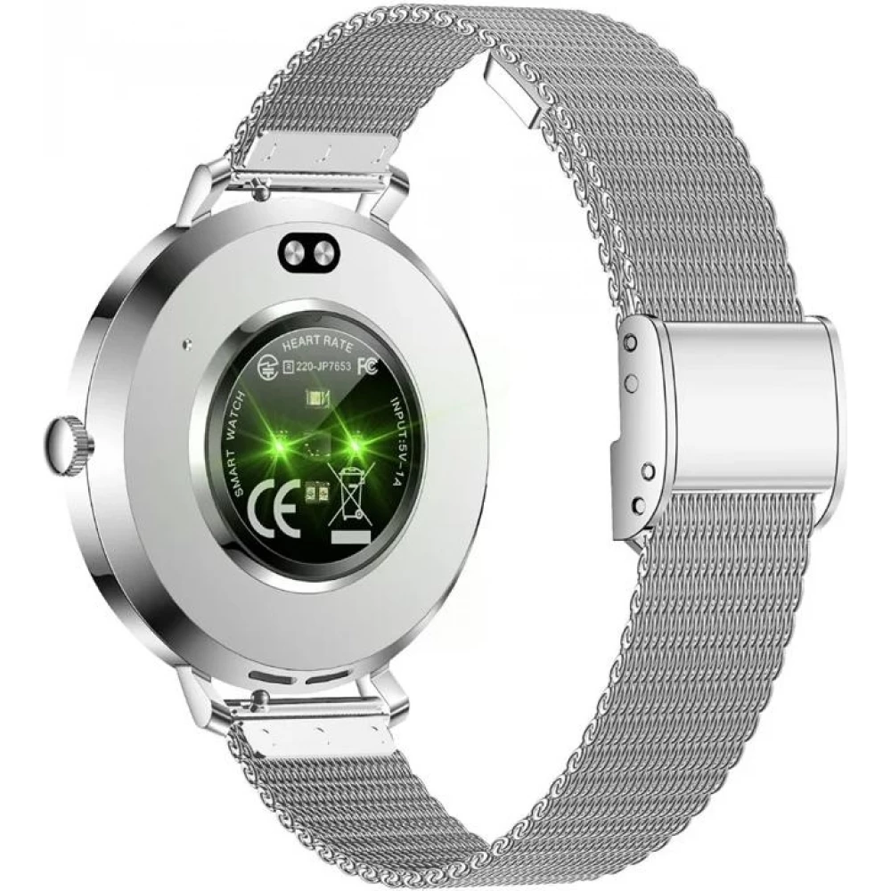 Smart Watch NX21 montre connectée avec écran tactile LED et programmes de sport / fitness / sommeil - Bracelet milanais - Argent