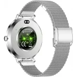 Smart Watch NX21 montre connectée avec écran tactile LED et programmes de sport / fitness / sommeil - Bracelet milanais - Argent