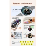 Smart Watch NX21 montre connectée avec écran tactile LED et programmes de sport / fitness / sommeil - Bracelet milanais - Argent