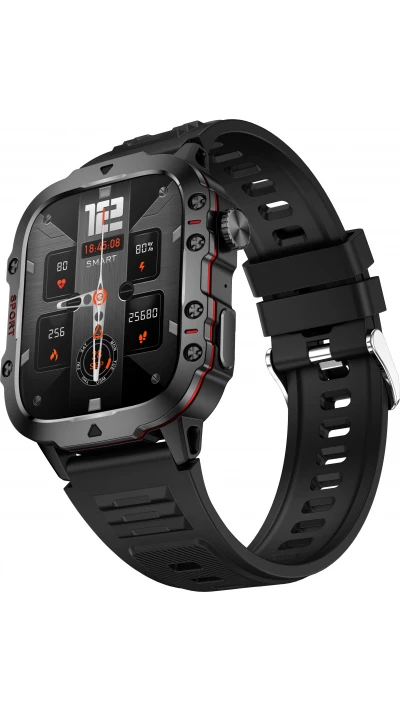 Sport smartwatch QX11 1.96 pouces 50 jours d'autonomie avec IA assistant vocal longue endurance bo&icirc;tier solide pression d'oxyg&egrave;ne sanguin surveillance du sommeil avec un &eacute;cran TFT haute d&eacute;finition - Noir