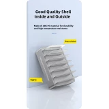 Universelles 72W Multi-Telefon-Ladestation - Schneller Multi-Port-Ladegerät mit 2x Typ-C, 4x USB, DC und AC für Smartphones, Tablets mit Halterung - Silber
