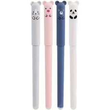 Blaue gel-wegwischbare Stifte mit niedlichen Tiermotiven f&uuml;r Schule/B&uuml;ro (4 St&uuml;ck Set) - Multicolore