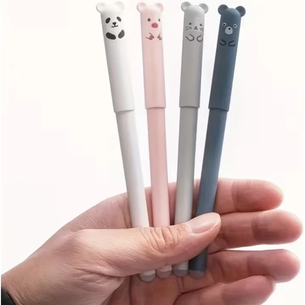 Blaue gel-wegwischbare Stifte mit niedlichen Tiermotiven f&uuml;r Schule/B&uuml;ro (4 St&uuml;ck Set) - Multicolore