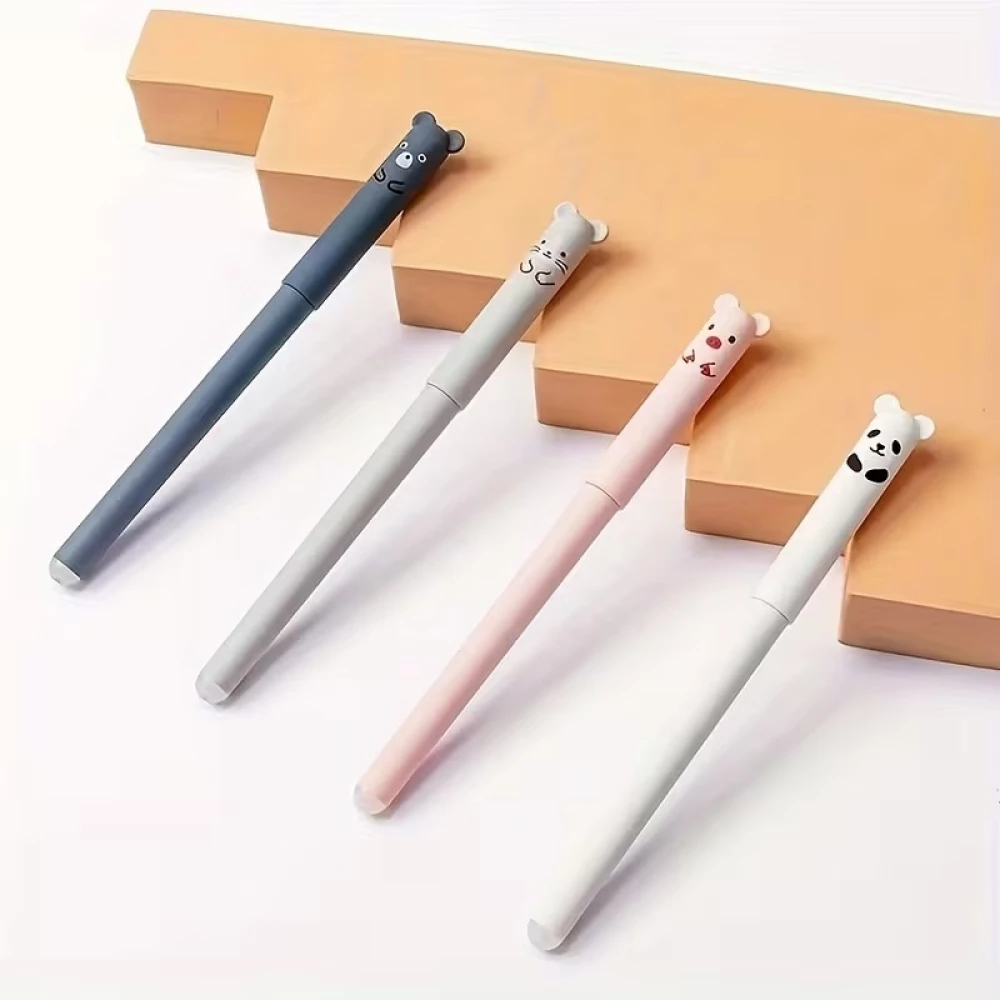 Blaue gel-wegwischbare Stifte mit niedlichen Tiermotiven f&uuml;r Schule/B&uuml;ro (4 St&uuml;ck Set) - Multicolore