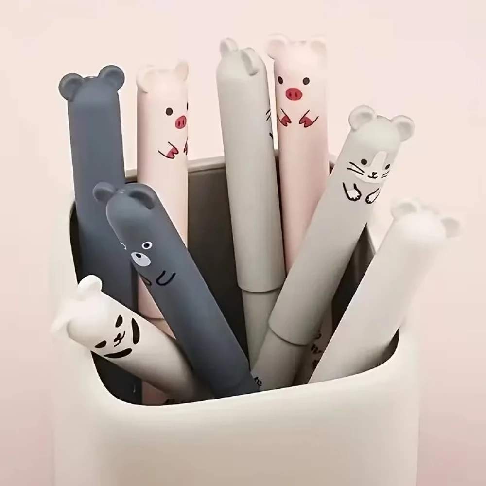 Blaue gel-wegwischbare Stifte mit niedlichen Tiermotiven f&uuml;r Schule/B&uuml;ro (4 St&uuml;ck Set) - Multicolore