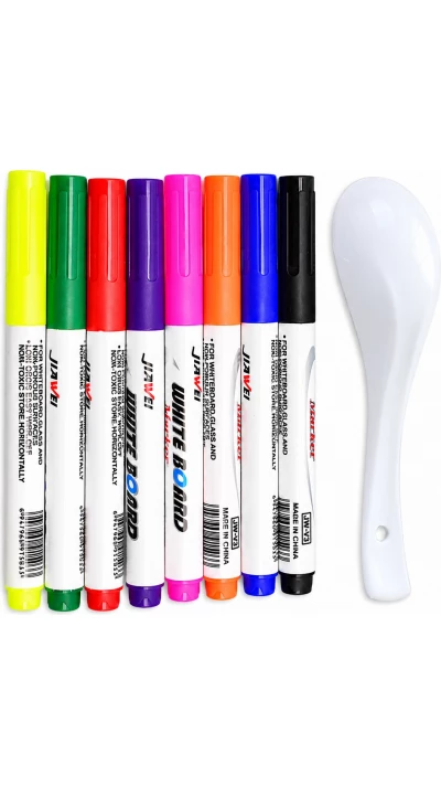 Stylos magiques flottants &agrave; l'eau marqueurs effa&ccedil;ables pour tableau blanc jouet &eacute;ducatif cr&eacute;atif pour enfants (8 couleurs) - Multicolore