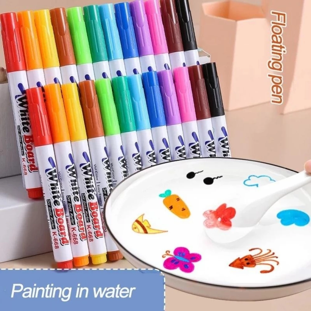 Stylos magiques flottants &agrave; l'eau marqueurs effa&ccedil;ables pour tableau blanc jouet &eacute;ducatif cr&eacute;atif pour enfants (8 couleurs) - Multicolore