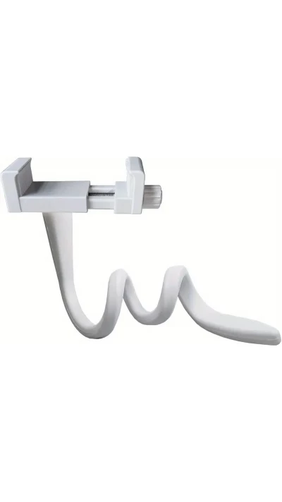 Support flexible universel baby phone pour téléphone ou caméra pivotant en silicone ajustable à différentes surfaces - Blanc