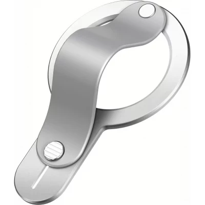 Support magn&eacute;tique MagSafe iPhone 17/16/15/14/13/12 anneau pliable d&eacute;tachable grip s&eacute;curis&eacute; en alliage zinc avec adaptateur inclus - Argent