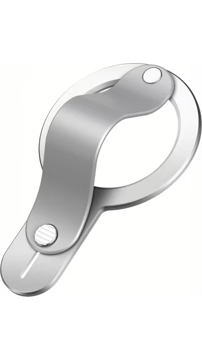 Support magn&eacute;tique MagSafe iPhone 17/16/15/14/13/12 anneau pliable d&eacute;tachable grip s&eacute;curis&eacute; en alliage zinc avec adaptateur inclus - Argent