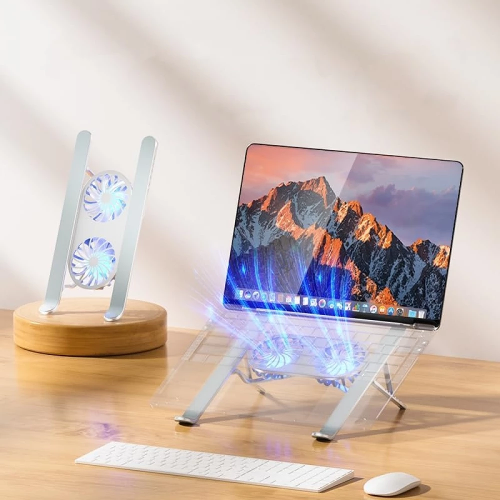 Laptop-St&auml;nder mit integriertem Ventilator und neigbar