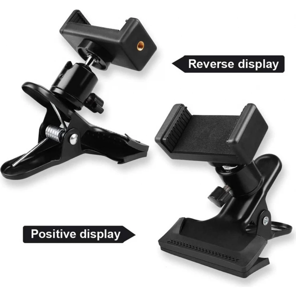 Support smartphone universel pour guitare et ukulélé pince réglable avec rotule 360° fixation stable pour téléphone - Noir
