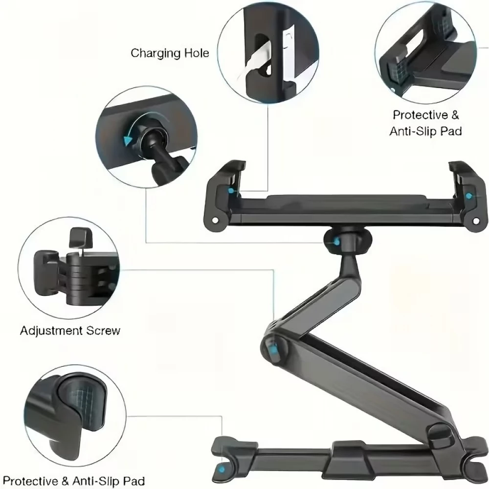 Support tablette/téléphone pour voiture appui-tête compatible avec différents appareils de 11,94 à 32,77cm - Noir