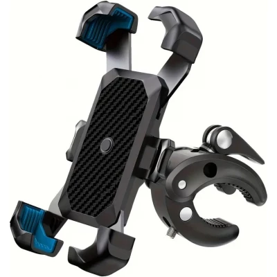 Robuste Handyhalterung mit 4-Krallen Stossfester Lenkerhalter f&uuml;r Fahrrad Motorrad Kinderwagen & Roller - Schwarz