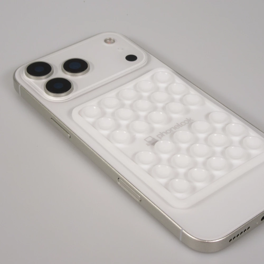Support téléphone universel ventouse PhoneLook avec fixation autocollante en silicone - Blanc