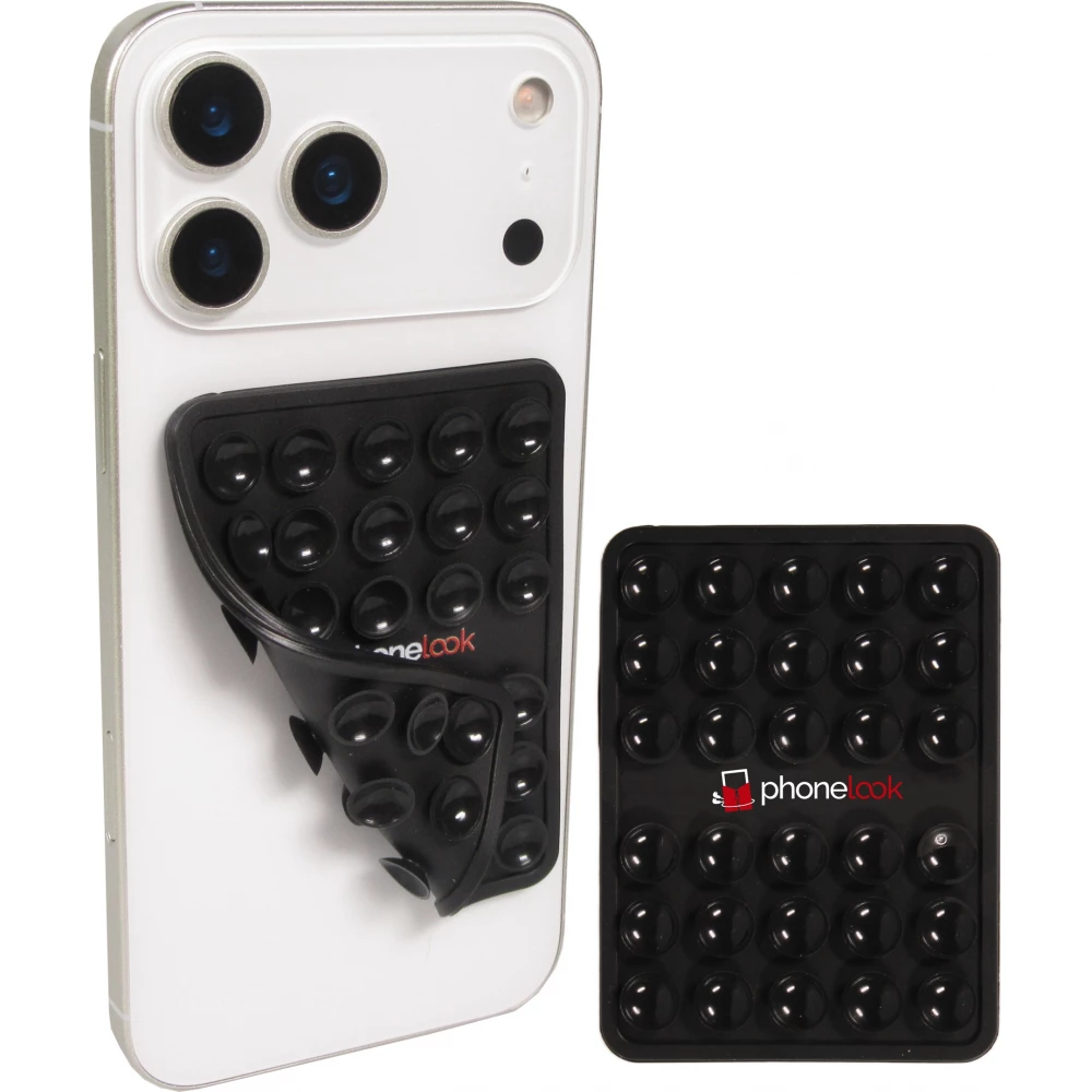 Support téléphone universel ventouse PhoneLook avec fixation autocollante en silicone - Noir