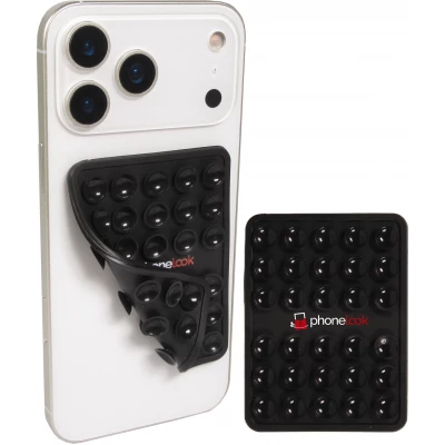 Support téléphone universel ventouse PhoneLook avec fixation autocollante en silicone - Noir