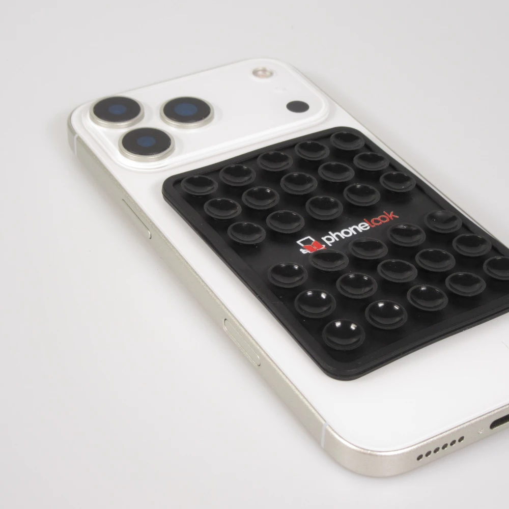 Support téléphone universel ventouse PhoneLook avec fixation autocollante en silicone - Noir