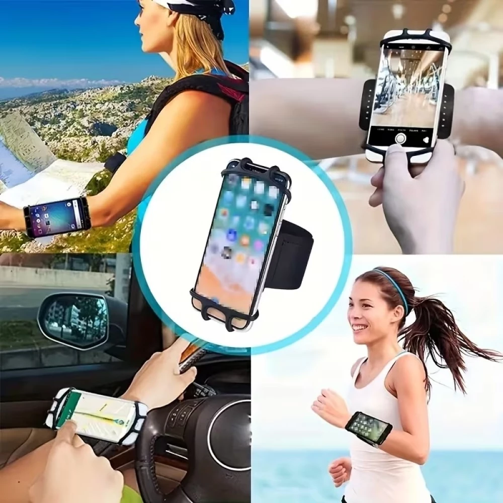 Support universel et élastique pour smartphone à fixer au bras - Noir