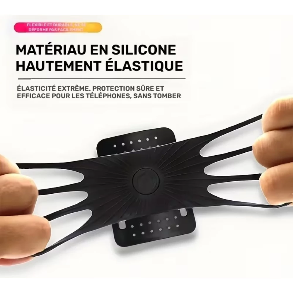 Support universel et élastique pour smartphone à fixer au bras - Noir
