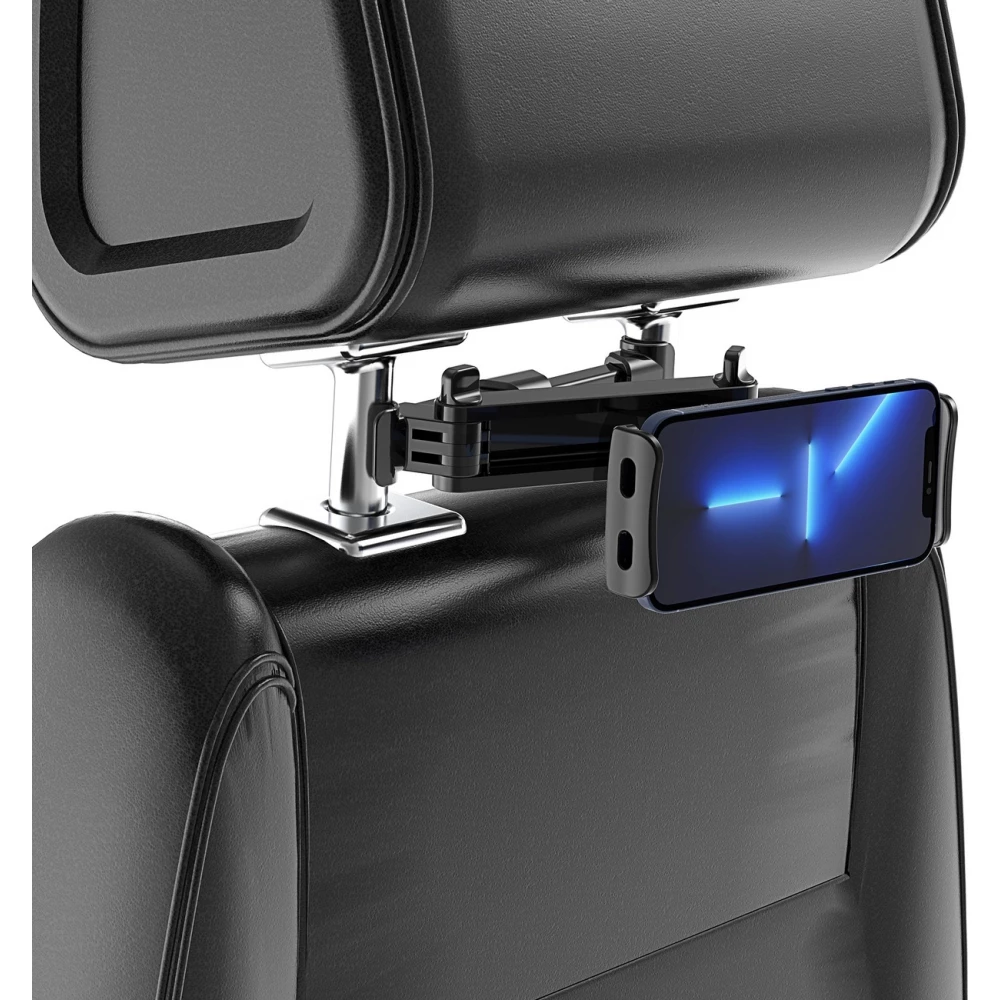Support Wozinsky pour voiture d'appuie-t&ecirc;te r&eacute;glable pour smartphone ou tablette adaptation universelle avec rotation &agrave; 360&deg; - Noir