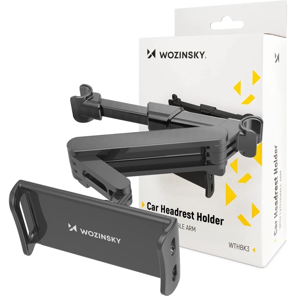 Support Wozinsky pour voiture d'appuie-t&ecirc;te r&eacute;glable pour smartphone ou tablette adaptation universelle avec rotation &agrave; 360&deg; - Noir