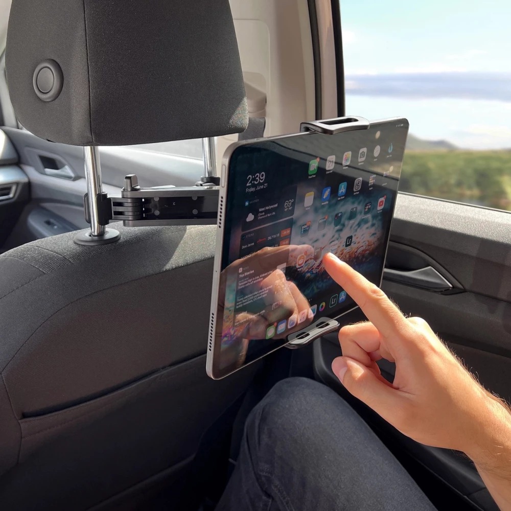 Support Wozinsky pour voiture d'appuie-t&ecirc;te r&eacute;glable pour smartphone ou tablette adaptation universelle avec rotation &agrave; 360&deg; - Noir