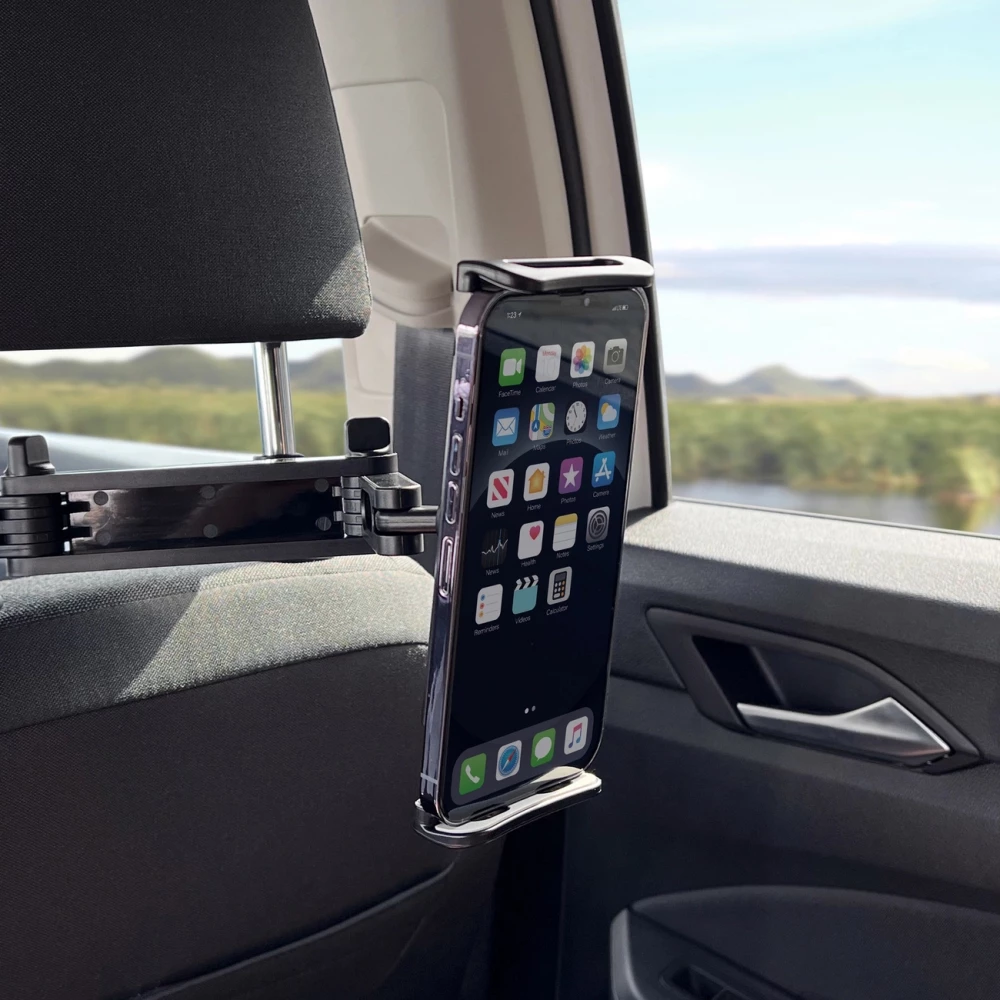 Support Wozinsky pour voiture d'appuie-t&ecirc;te r&eacute;glable pour smartphone ou tablette adaptation universelle avec rotation &agrave; 360&deg; - Noir