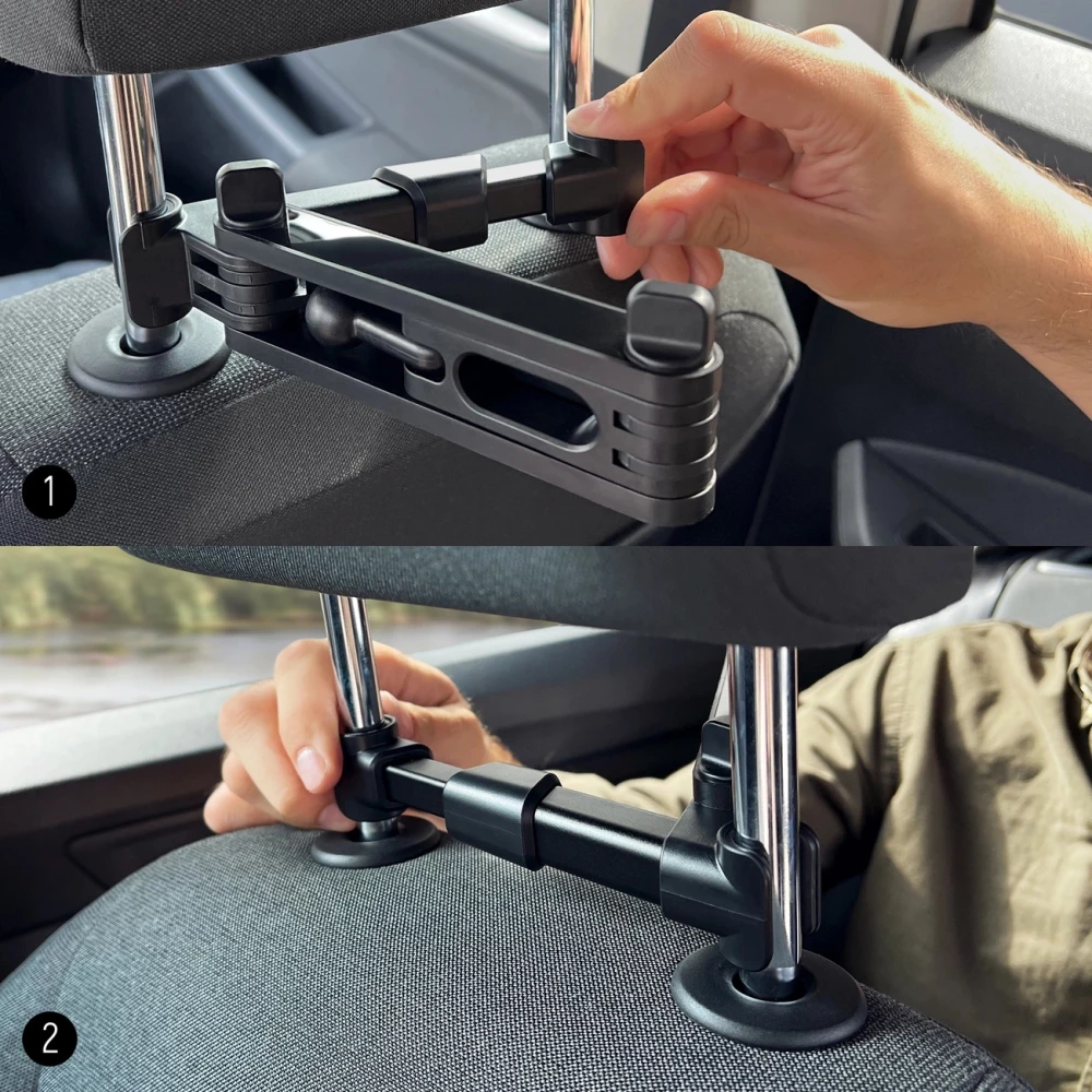 Support Wozinsky pour voiture d'appuie-t&ecirc;te r&eacute;glable pour smartphone ou tablette adaptation universelle avec rotation &agrave; 360&deg; - Noir