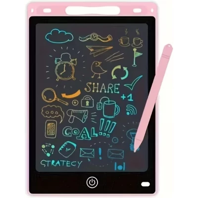 Tablette d&rsquo;&eacute;criture LCD r&eacute;utilisable avec &eacute;cran de dessin en PVC pour enfants - Rose