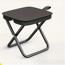 Tabouret pliant portable pour camping et p&ecirc;che ext&eacute;rieur pratique et l&eacute;ger - Noir