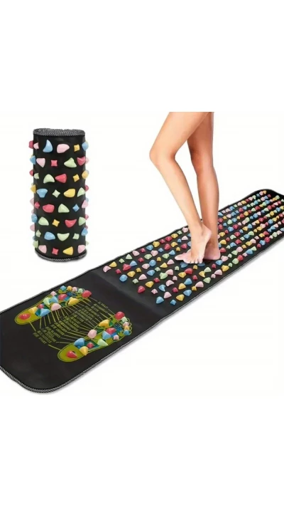Tapis de massage pieds pliable pour acupuncture r&eacute;flexologie circulation (120 x 35 cm) - Noir
