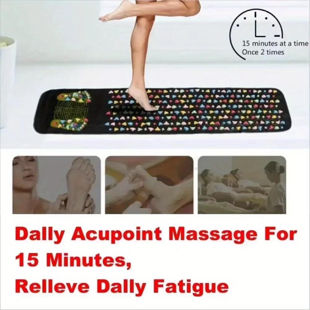 Faltbare Fu&szlig;massage-Matte f&uuml;r Akupunktur Reflexologie Durchblutung (120 x 35 cm) - Schwarz