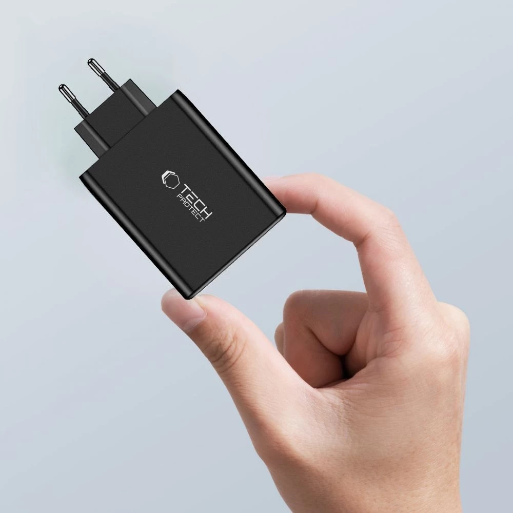 Tech-Protect NC100W-GAN chargeur 100W 3x USB-C PD / USB-A QC 3.0 - Noir