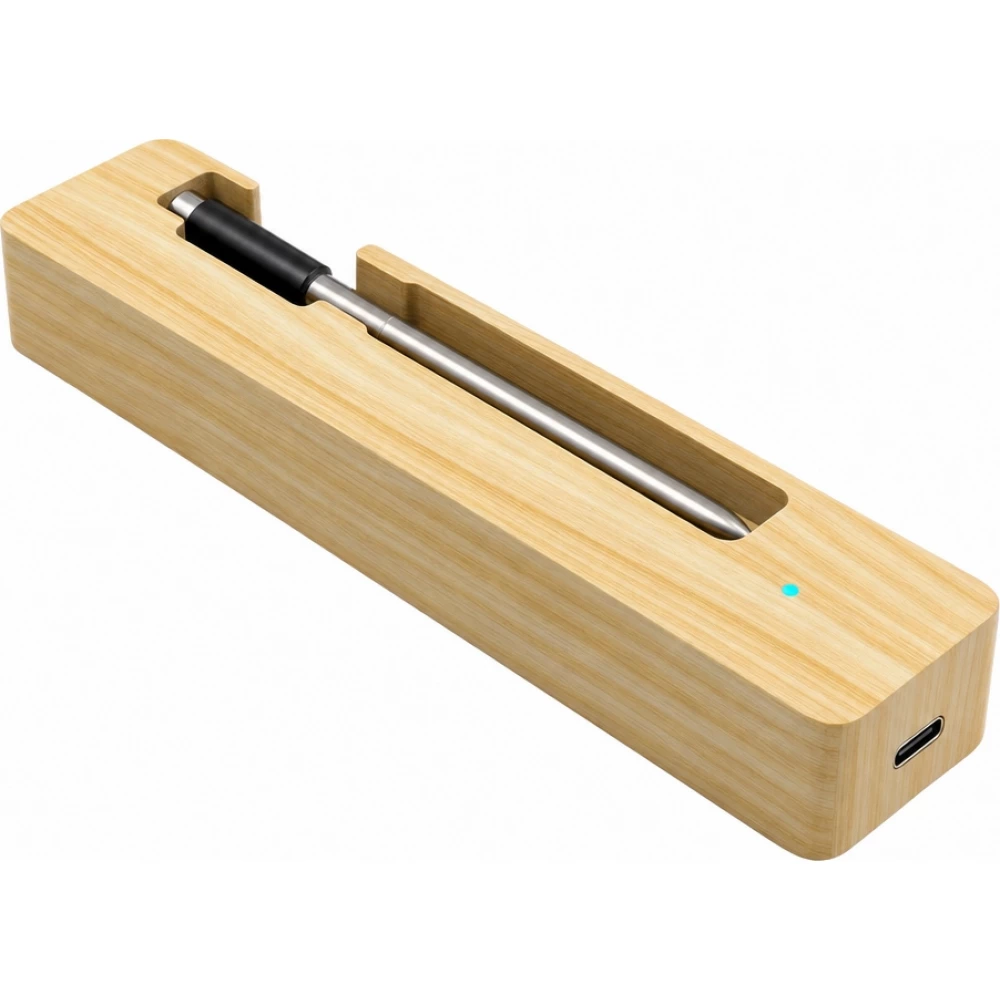 Thermom&egrave;tre &agrave; viande sans fil Bluetooth pour barbecue avec application iOS et Android -  Argent