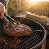 Thermom&egrave;tre &agrave; viande sans fil Bluetooth pour barbecue avec application iOS et Android -  Argent