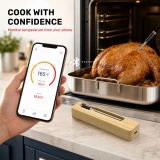Thermom&egrave;tre &agrave; viande sans fil Bluetooth pour barbecue avec application iOS et Android -  Argent