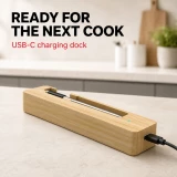 Thermom&egrave;tre &agrave; viande sans fil Bluetooth pour barbecue avec application iOS et Android -  Argent