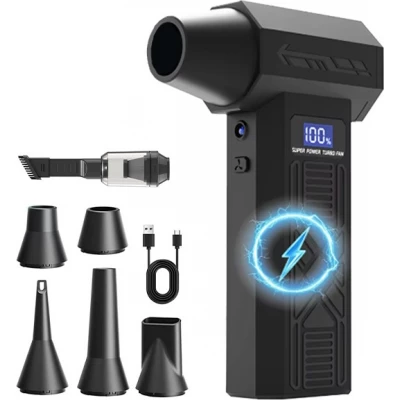 Turbo Air souffleur d&rsquo;air puissant sans balais en PVC avec pression 400g rechargeable USB-C - Noir