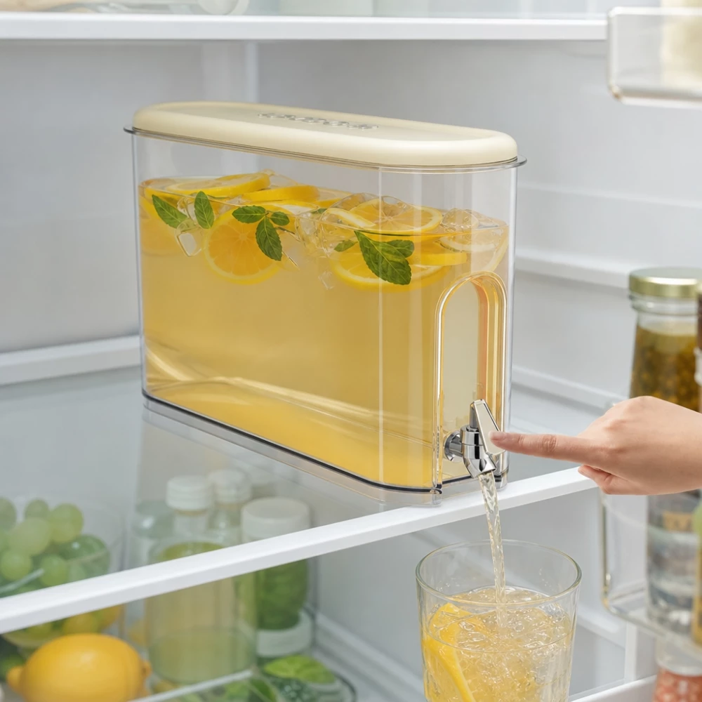 UFORU distributeur de boissons pour r&eacute;frig&eacute;rateur 4L avec robinet - Transparent