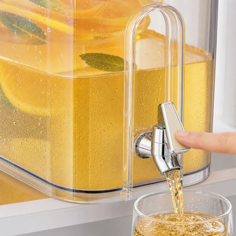 UFORU distributeur de boissons pour r&eacute;frig&eacute;rateur 4L avec robinet - Transparent