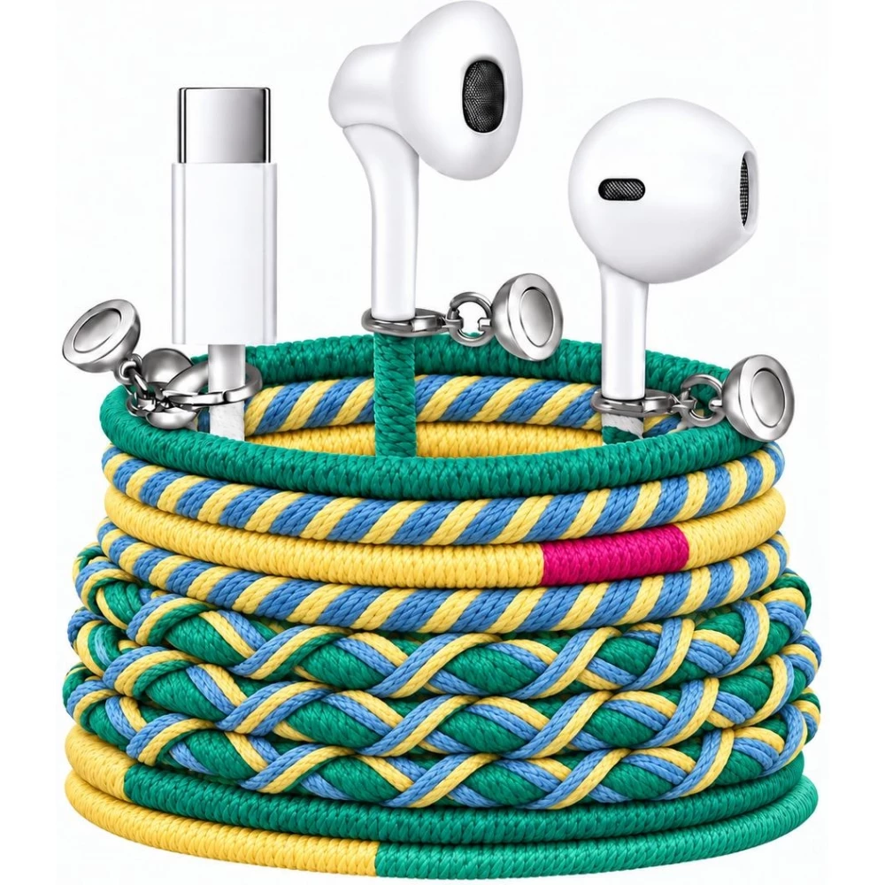 Urizons écouteurs intra-auriculaires USB-C avec micro et protection tressé - Vert