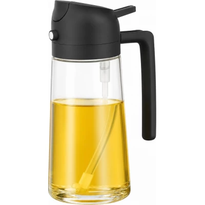 Vaporisateur et distributeur d'huile 2 en 1 en verre (470 ml) - Noir