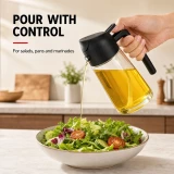 Vaporisateur et distributeur d'huile 2 en 1 en verre (470 ml) - Noir