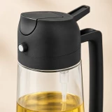 Vaporisateur et distributeur d'huile 2 en 1 en verre (470 ml) - Noir