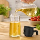 Vaporisateur et distributeur d'huile 2 en 1 en verre (470 ml) - Noir
