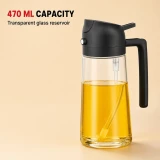 Vaporisateur et distributeur d'huile 2 en 1 en verre (470 ml) - Noir