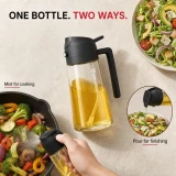 Vaporisateur et distributeur d'huile 2 en 1 en verre (470 ml) - Noir