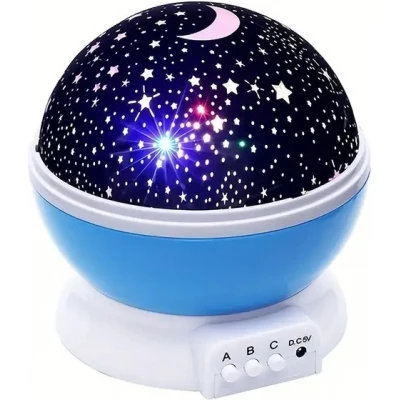 Veilleuse projecteur ciel &eacute;toil&eacute; USB 12 couleurs rotation 360&deg; ambiance magique pour chambre et f&ecirc;tes - Bleu